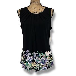 NWT! Liz Claiborne Black and White Pleated Sleeveless Blouse